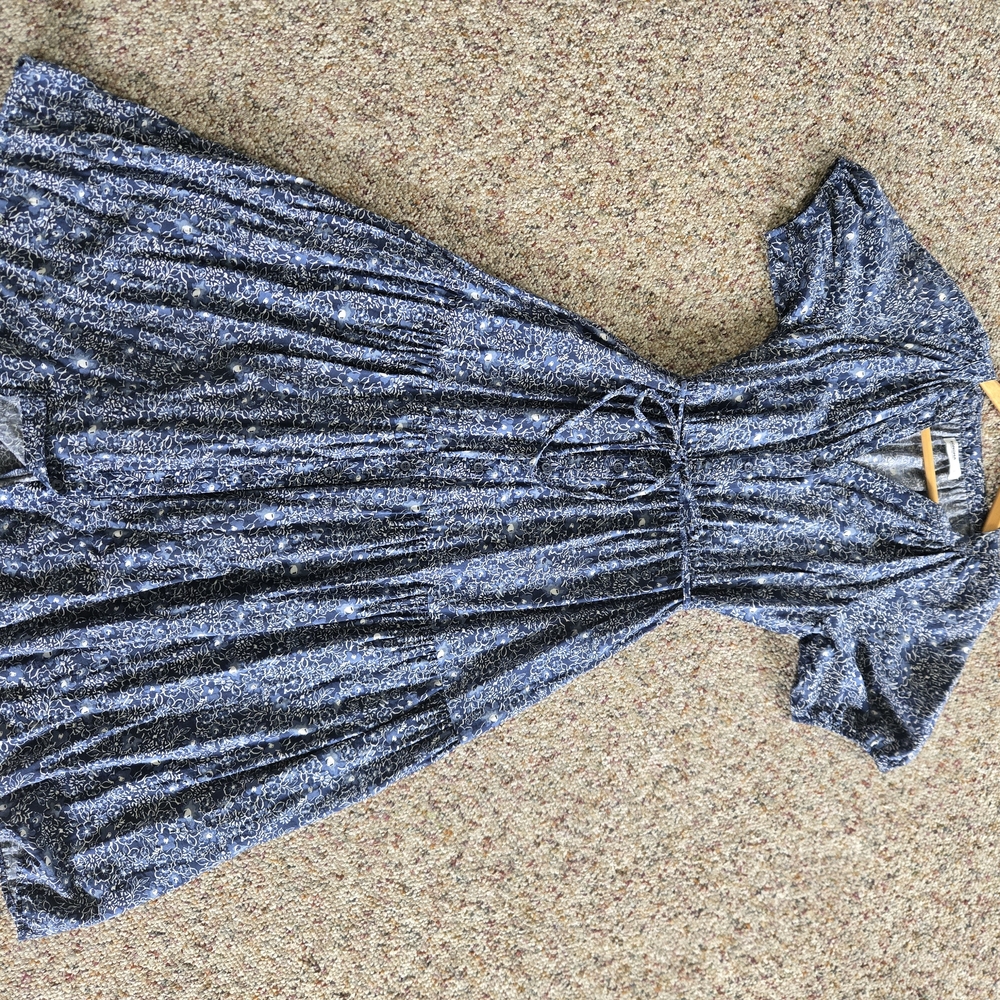Sonoma Blue and White Flutter Sleeve Midi Sundress
